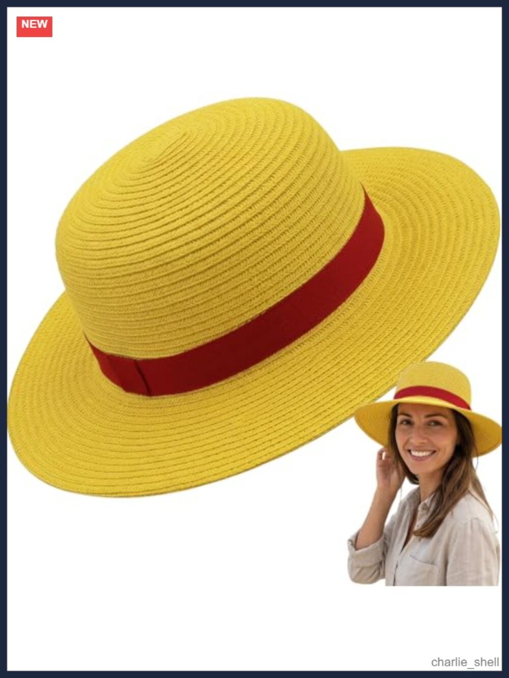 Hand-Woven Straw Wide Brim Sun Hat with String for Beach Party & Cosplay